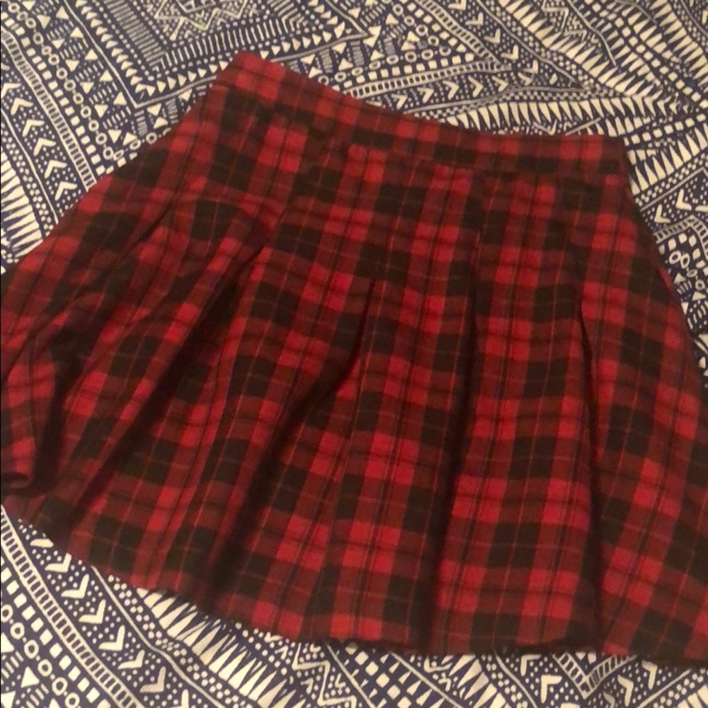 Red and Black Plaid Skirt